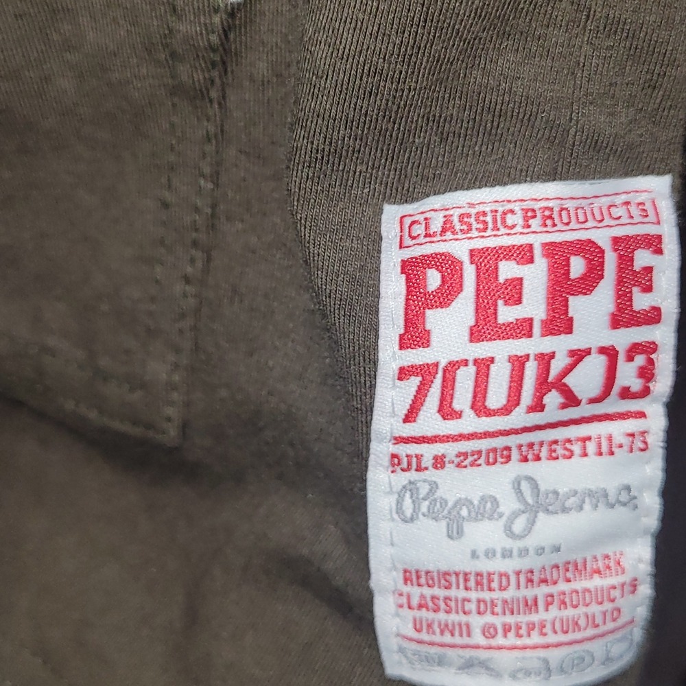Pepe Jeans London Zip Up Hoodie Jacket Olive Yellow Graphic Logo Size M 10 12 - Picture 2 of 9